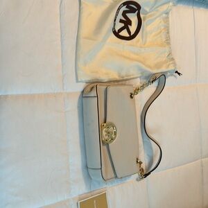 Michael Kors, small shoulder bag, leather, and chain-link strap